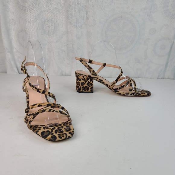 J. Crew Odette suede leather leopard print strappy block heeled sandals 8.5 - Picture 8 of 12
